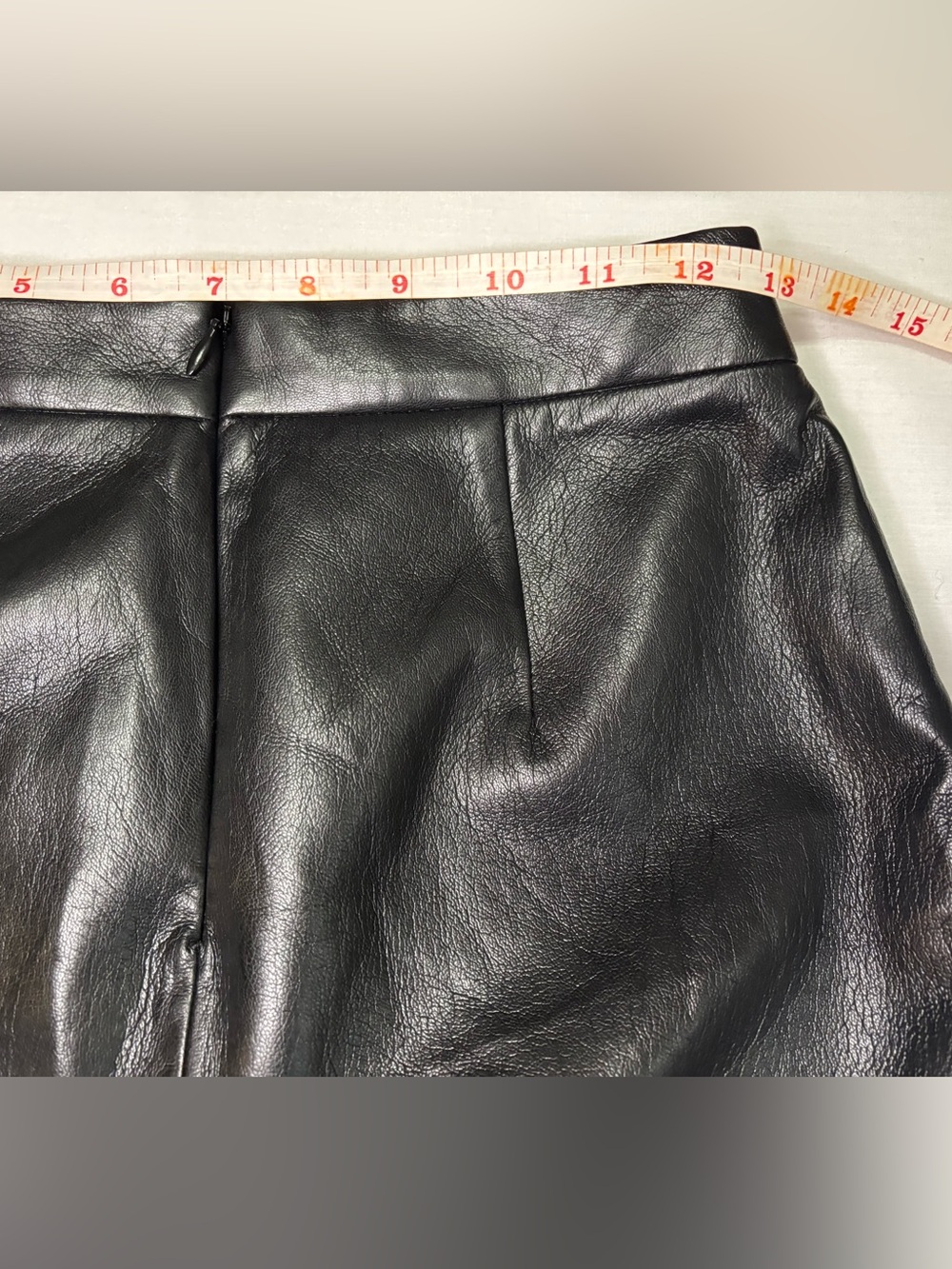 Wilfred Patio Mini Skirt Black Leather Mini Skirt with Subtle Front Slit - Picture 6 of 7